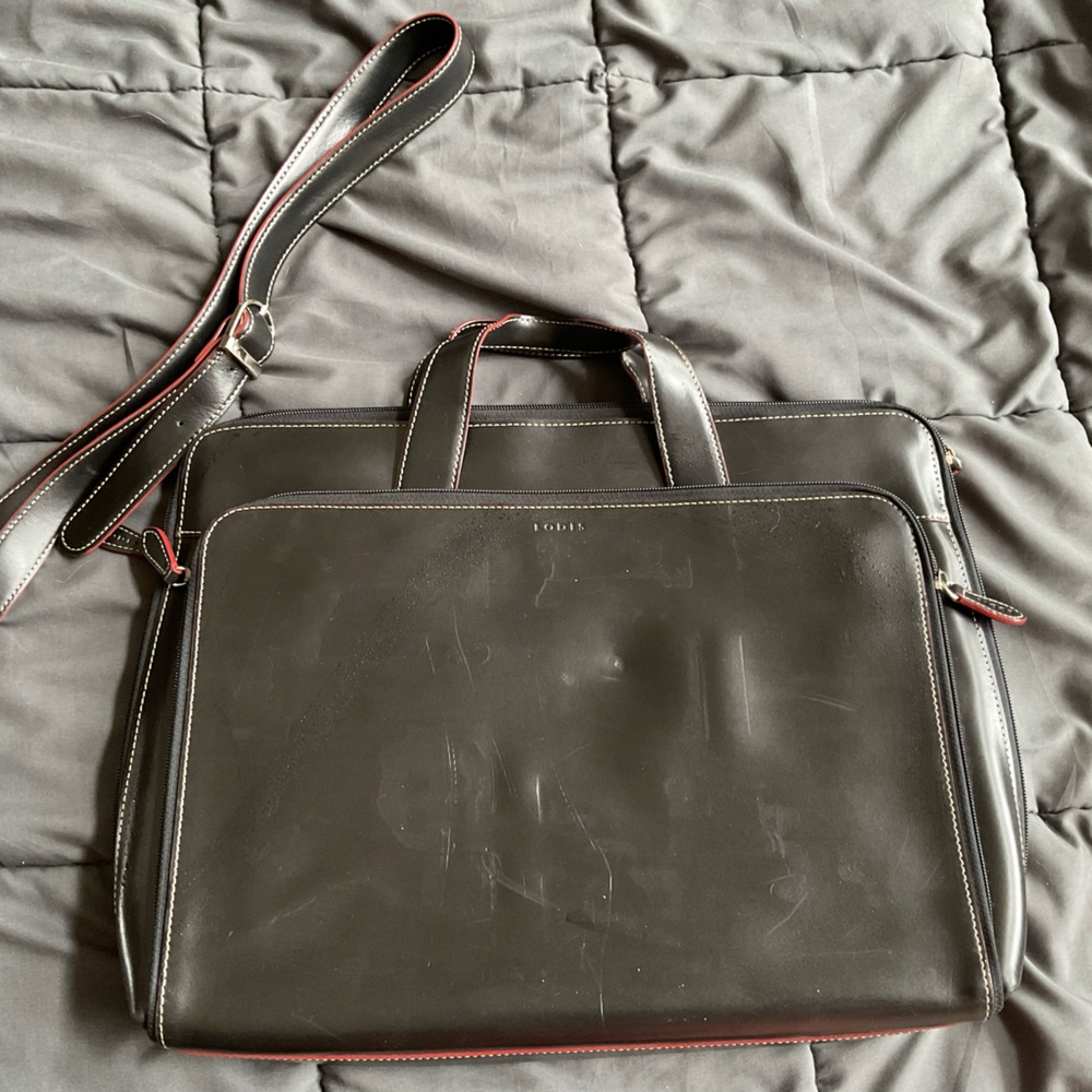 GUC ( with flaws) Lodis Leather Attache/Briefcase with strap.